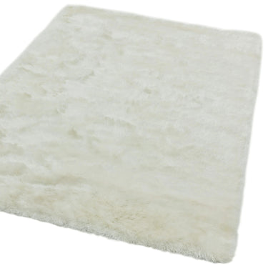 Asiatic London Whisper Silky Shiny High Pile Ivory Shaggy Textured Plush Rug - Small 90x150 cm (3x5')