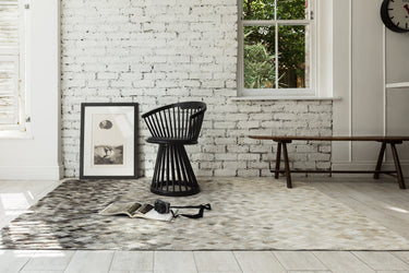 Gaucho Hand Woven Real Cow Hide Sheepskin Patchwork Diamond Ombre Beige Natural Rug - Medium 120x170 cm (4'x5'6")