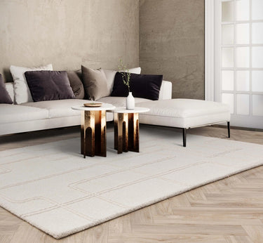 Ada Rug Bohomian Modern Geometric Pure Natural Undyed Wool Ivory Rug - Medium 120x170 cm (4'x5'6")