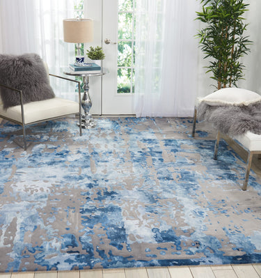 Prismatic By Luxury Silky Tufted PRS10 Blue Handmade Wool Viscose Abstract Rug - Large 168x226 cm (5'6"x7'5")