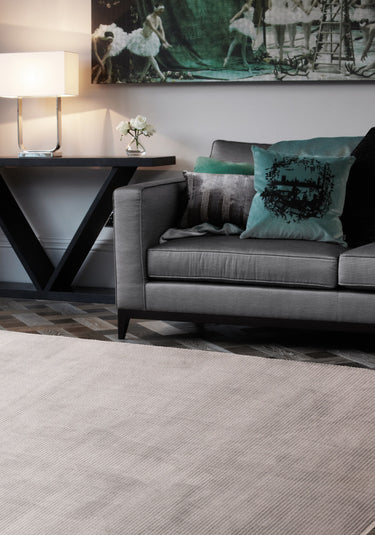 Asiatic London Kuza Stripe Soft Silky Velvety Silver Grey Polypropylene Abstract Textured Distressed Rug - Small 80x150 cm (2'6"x5')
