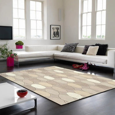 Matrix MAX31 Sofia Pebble Design Wool Modern Hand Tufted Natural Rug in Large Size 160 x 230 cm