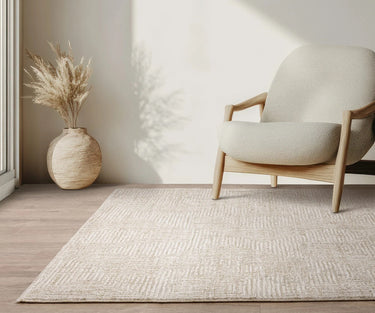 Laurent LA06 Fringed Natural Beige Cotton Abstract Geometric Textured Rug - Medium 120x160 cm (4'x5'4")