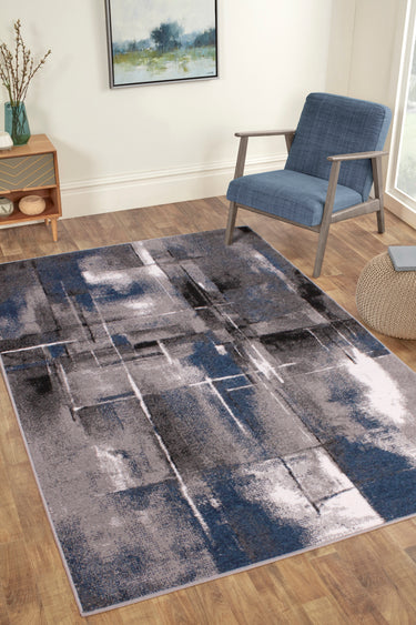 Spirit Artiste Pictorial Navy Blue Polypropylene Abstract Modern Rug 160x230 cm