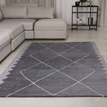 Asiatic London Mason Diamond Tribal Scandi Black Cotton Berber Moroccan Traditional Rug - Medium 120x170 cm (4'x5'6")