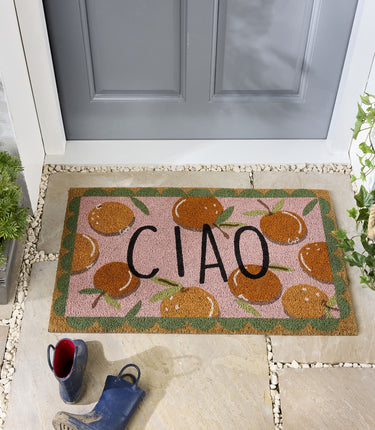 My Printed Coir Ciao Orange Bordered Doormat 45x75 cm