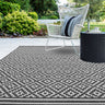 Patio Diamond Geometric Flatweave Indoor Outdoor Rug, Hall Runner in Grey and Black - Black & White - Large 160x230 cm (5'3"x7'7")