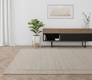 Larson Braided Hand Woven Natural Undyed Wool Border Ivory Rug - Medium 120x170 cm (4'x5'6")