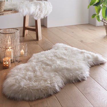Origins Genuine Animal Fur Soft Natural Cream Wool Sheepskin Shaggy Textured Rug - Single 65x95 cm (2'x3'1")