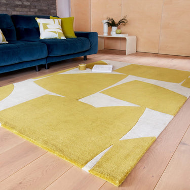 Asiatic London Romy Cartreuse Kite Tufted Retro Yellow Wool Abstract Modern Rug - X-Large 200x290 cm (6'7"x9'6")