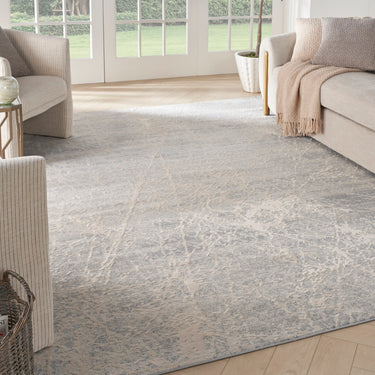 Nourison Exhale EXL02 Sprawling Pattern Ivory Grey Polypropylene Abstract Textured Hallway Runner Rug - Medium 119x180 cm (3'11"x5'11")