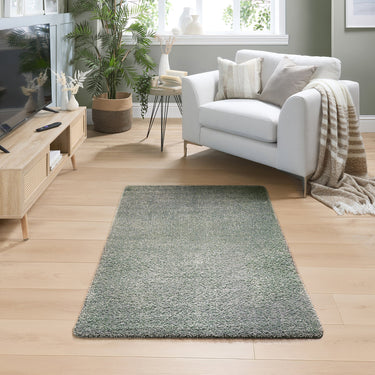 My Mat My Fleck Green Washable Non-Slip Polypropylene Shaggy Rug - Small 80x120 cm (2'6"x4')