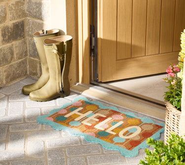 Scion Hello Taimi Multicolour Scalloped Coir Doormat 45x75 cm