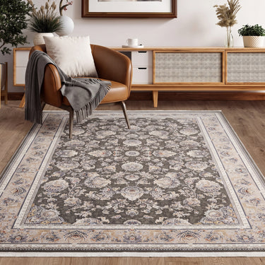 Royality ROY105 Dark Grey Traditional Medallion Persian-Style Rug - 120 x 180 cm (3'11"x5'11")
