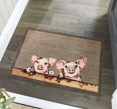 My Mat Nylon Indoor Pattern My Piglets Washable Non-Slip Entrance Rug in 50 x 75 cm