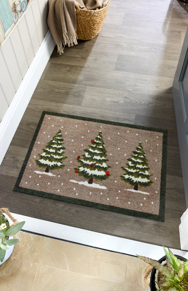 My Nylon Pattern Christmas Winter Trees Washable Non-Slip Bordered Rug - Small 50 x 75 cm (2'x2'5")