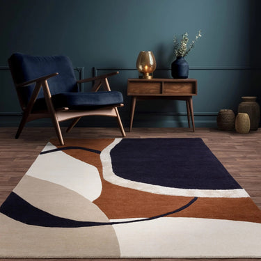 Asiatic London Matrix Signature Tufted Soft Silky Rust Wool Viscose Abstract Geometric Rug - Medium 120x170 cm (4'x5'6")
