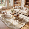 Dune Modern Abstract Wind-Swept Desert Pattern Wool & Viscose Blend Textured Ivory Mink Rug - 170 x 240 cm (5'7"x7'10")