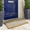 My Printed Coir Sage Green Woodblock Non-Slip Bordered Doormat 45x75 cm
