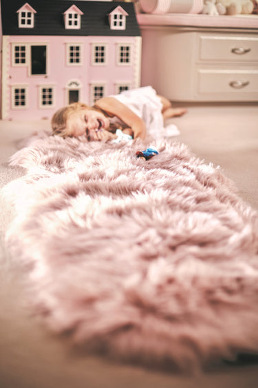 Origins Genuine Animal Fur Soft Adobe Rose Pink Wool Sheepskin Shaggy Textured Rug - Single 65x95 cm (2'x3'1")