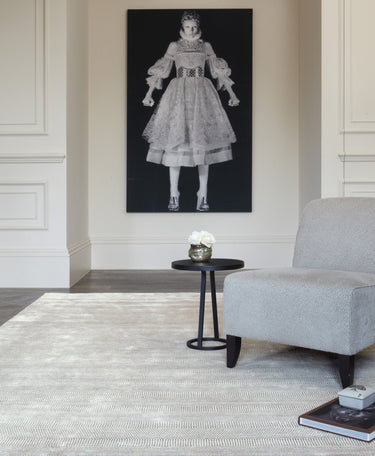 Darcy Silver Striped Luxury Hand-Woven Wool Viscose Geometric Rug - Small 80x120 cm (2'6"x4')