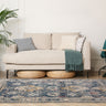URCO Nova Lilian Blue Polypropylene Persian Traditional Vintage Hallway Runner Rug - Small 80x150 cm (2'6"x5')
