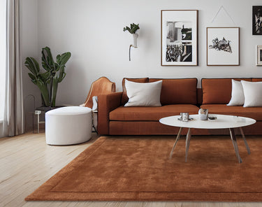 Asiatic London Rise Soft Silky Shiny Rust Terracotta Hand-Carved Wool Viscose Cotton Rug - Medium 120x170 cm (4'x5'6")