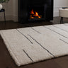 Asiatic London Azera Dash Tribal Design Cream White Washable Wool Shaggy Berber Rug - X-Large 200x290 cm (6'7"x9'6")