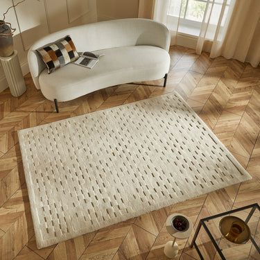 Priory PRI102 Geometric 100% Pure New Zealand Wool Hand Made Ivory Rug by Sarah Gare - 160 x 230 cm (5'3"x7'6")