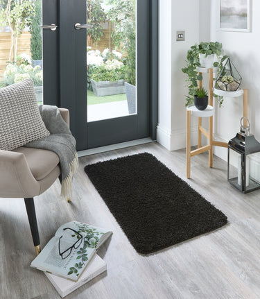 My Mat Black Washable Non-Slip Polypropylene Shaggy Rug - X-Small 60x100 cm (2'x4')