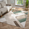 Orbit Skadi 3D Beige Green Abstract Geometric Textured Hallway Runner Rug - X-Large 200x290 cm (6'7"x9'6")