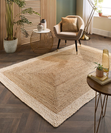 Origins Braid Stitched Natural White Indoor Outdoor Handmade Jute Braided Rug - Medium 120x170 cm (4'x5'6")