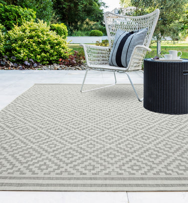 Asiatic London Patio Diamond Grey Indoor Outdoor Polypropylene Geometric Flatweave Rug 200x290 cm