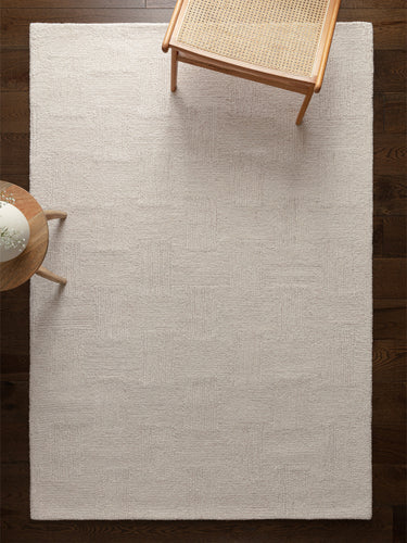Theodore Hatch Modern Contemporary Wool Blend Hand-Tufted White & Sand Rug - Medium 120x170 cm (4'x5'6")