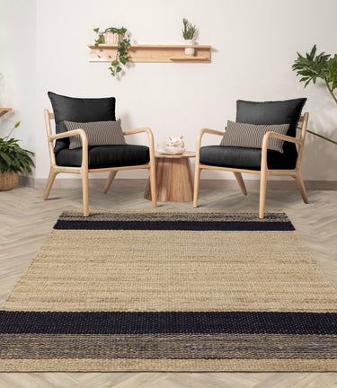 Cedar Natural Jute Hand Woven Reversible Flatweave Rug in Charcoal Natural - Medium 120x170 cm (4'x5'6")