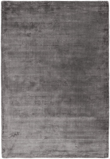 Bellagio Modern Plain Loop Striped Shiny Viscose Hand Woven Zinc Grey Rug in Medium 120x180 cm (4'x6')