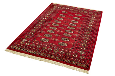 Bokhara Hand Made Rug Traditional Classic Wool Bordered Soft Red Rug - Large 170x240 cm (7'x8')