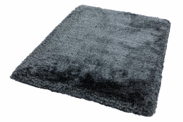 Plush Plain Shaggy High Pile Thick Silky Fluffy Soft Hand Woven Slate Grey Rug - Small 70x140 cm (2'3"x4'7")