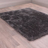 Indigo High Pile Shiny Charcoal Handmade Shaggy Plain Rug - Small 80x150 cm (2'6"x5')