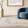 Anders AN07 Charm Border Classic Soft Shimmer Blue Natural Abstract Geometric Textured Boho Rug - Medium 120x160 cm (4'x5'4")