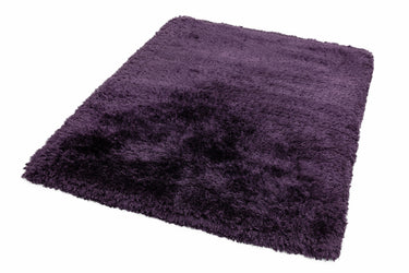 Plush Plain Shaggy High Pile Thick Silky Fluffy Soft Hand Woven Purple Rug - Small 70x140 cm (2'3"x4'7")