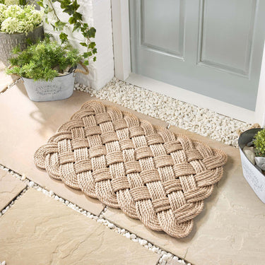 Outdoor Lovers Knot Beige Rope Doormat Entrance Mat, Reversible Door Mat in 45 x 75 cm
