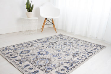Ultimate Rug Balletto 13NA Living Bedroom Grey Blue Polypropylene Traditional Abstract Rug - Blue - Small 80x150 cm (2'6"x5')
