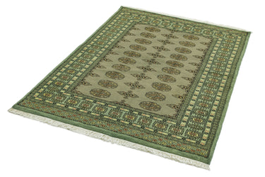 Bokhara Hand Made Rug Traditional Classic Wool Bordered Soft Green Rug - Runner 80x300 cm (2'7"x10')