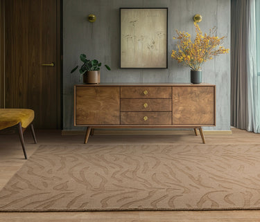 Asiatic London Tigra Wild Safari Animal Pattern Mocha Hand-Woven Hand-Carved Wool Cotton Rug - Medium 120x170 cm (4'x5'6")