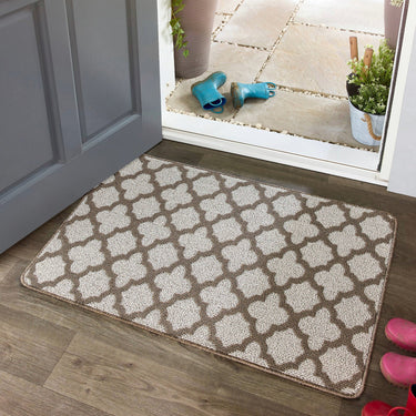 My Stain Resistant Tile Stone Beige Washable Non-Slip Polypropylene Moroccan Doormat - 67x100 cm (2'3"x3'3")