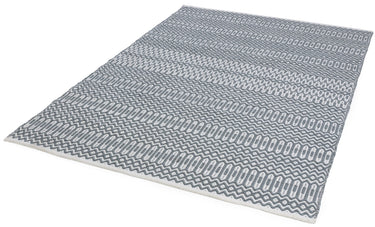 Halsey Indoor Outdoor Rug Hand Woven Geometric Flatweave Reversible Duck Egg Blue Rug, Runner or Cushion - Medium 120x170 cm (4'x5'6")