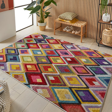 Carnaval CAR109 Vibrant Multi Colours Modern Geometric Rug - Small 80x150 cm (2'6"x5')