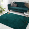 URCO Luxe Faux Fur Super Teal Shaggy Textured Plain Rug - X-Small 60x100 cm (2'x4')