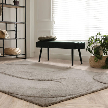 Asiatic London Tova 3D Pattern Tufted Touch Beige Geometric Textured Modern Rug - Medium 120x170 cm (4'x5'6")